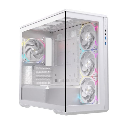 Caja PC Einarex Zenith ZM800 RGB White Midi Tower panorámica soporte 10 ventiladores