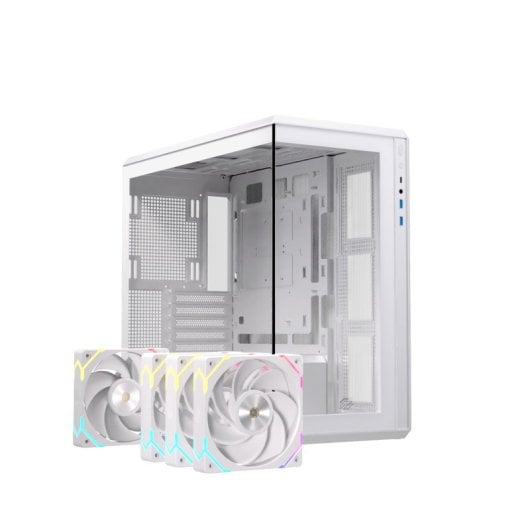 Caja PC Einarex Zenith ZM800 RGB White Midi Tower panorámica soporte 10 ventiladores