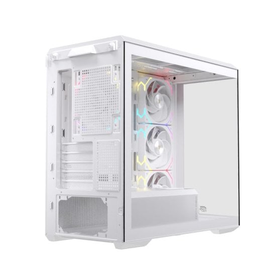 Caja PC Einarex Zenith ZM800 RGB White Midi Tower panorámica soporte 10 ventiladores