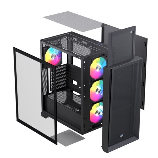 Torre Einarex Pulse P600 RGB Black ATX/Micro ATX/Mini-ITX Cristal Templado 3x120mm RGB