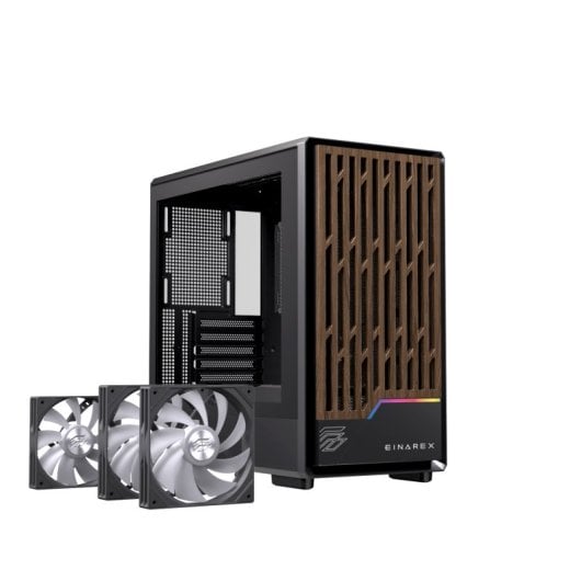 Torre Einarex PULSE PM400 RGB Black compacto, madera, 2x140mm, micro ATX, cristal templado