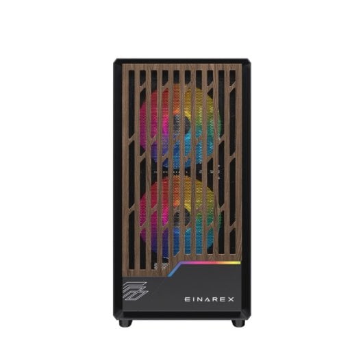 Torre Einarex PULSE PM400 RGB Black compacto, madera, 2x140mm, micro ATX, cristal templado
