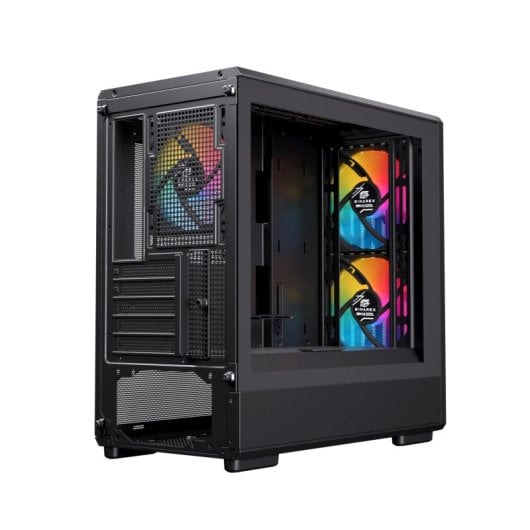 Torre Einarex PULSE PM400 RGB Black compacto, madera, 2x140mm, micro ATX, cristal templado