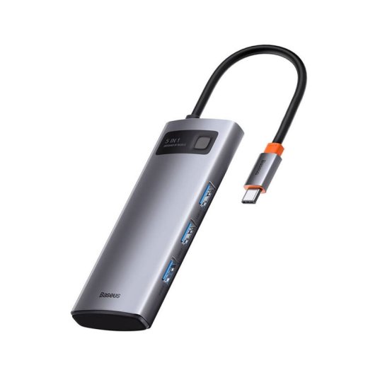 Hub USB-C Baseus WKWG020013 3xUSB 3.0 HDMI 4K 100W PD Aluminio Gris Compacto