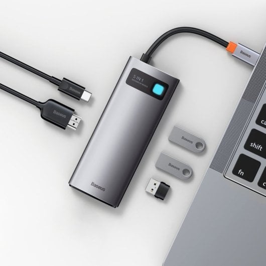 Hub USB-C Baseus WKWG020013 3xUSB 3.0 HDMI 4K 100W PD Aluminio Gris Compacto