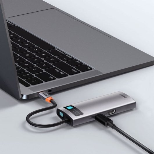 Hub USB-C Baseus WKWG020013 3xUSB 3.0 HDMI 4K 100W PD Aluminio Gris Compacto