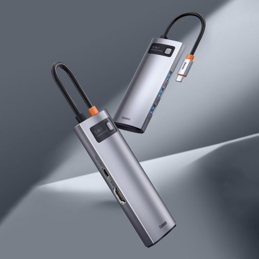 Hub USB-C Baseus WKWG020013 3xUSB 3.0 HDMI 4K 100W PD Aluminio Gris Compacto
