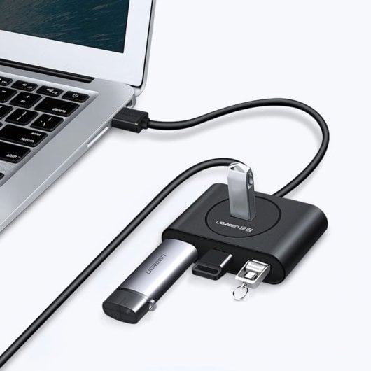 HUB USB Ugreen 40850 4 Puertos USB 3.0 OTG 5Gb/s Protección Eléctrica Negro
