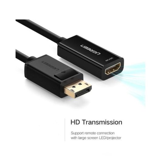 Adaptador Ugreen 40362 DisplayPort Macho a HDMI Hembra 0,25m Oro Plug & Play Negro