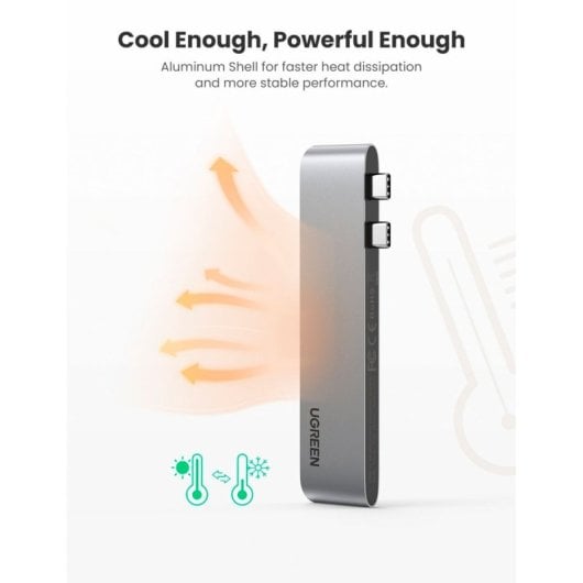 Hub USB-C Ugreen 60559 HDMI 4K 3x USB 3.0 Thunderbolt Plata Plug & Play