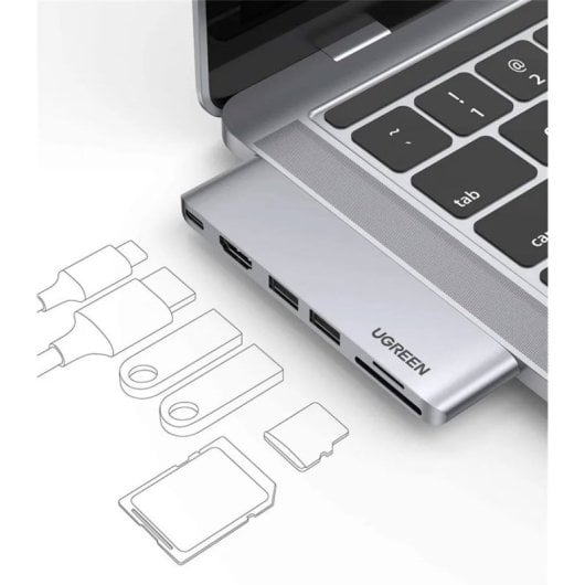 Ugreen CM380 6-in-1 USB-C Hub für Macbook Air/Pro Schwarz
