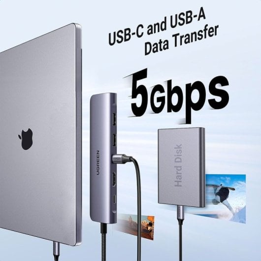 Hub USB-C Ugreen CM195 per HDMI, 2x USB-A 3.0, SD/TF, PD