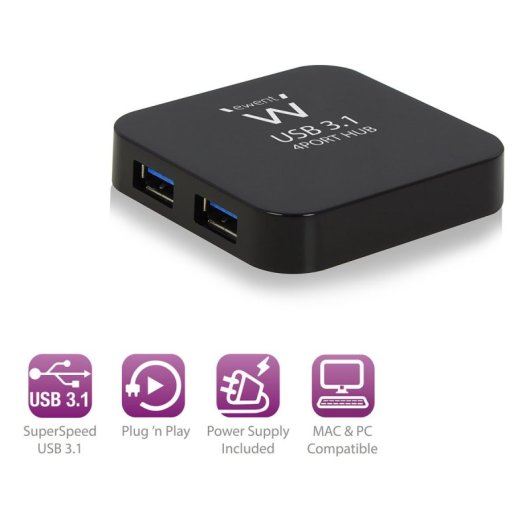 Ewent Ew1134 Hub USB de 4 portas USB 3.1 Gen1