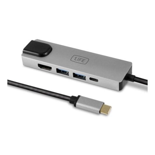 USB-Hub 1Life USB-C 5in1 HDMI DEX RJ45 USB 3.0 Cinzento