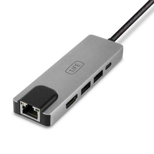 USB-Hub 1Life USB-C 5in1 HDMI DEX RJ45 USB 3.0 Cinzento