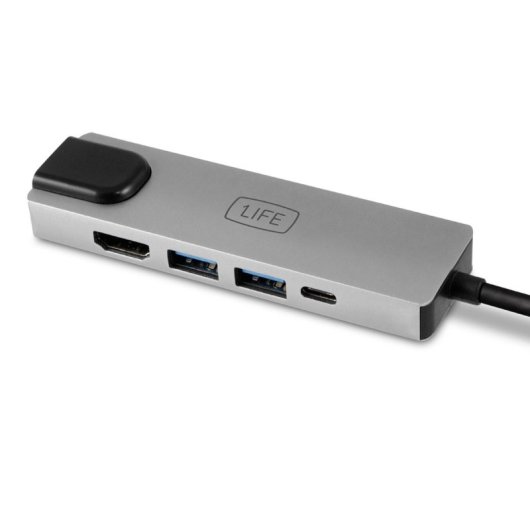 USB-Hub 1Life USB-C 5in1 HDMI DEX RJ45 USB 3.0 Cinzento