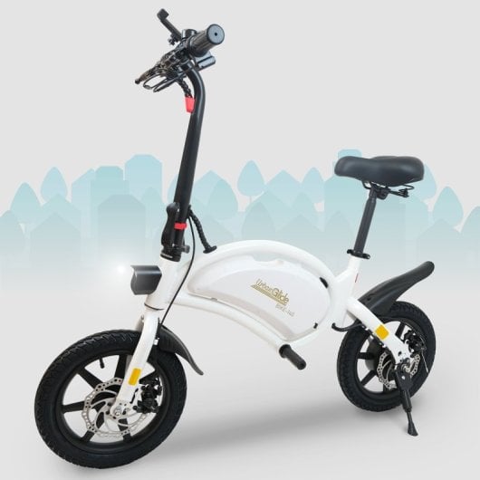 Bicicletta elettrica UrbanGlide eBike 140 bianca 250W 14″ 25km/h max Bluetooth LED