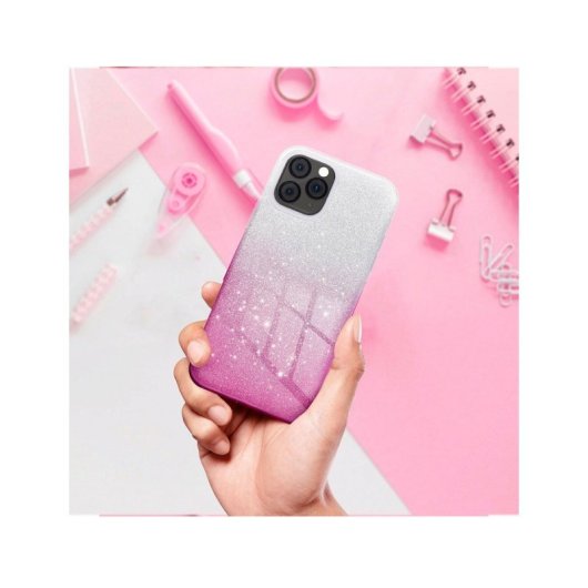 Capa Forcell Shining em silicone antiderrapante para iPhone 12 Pro Max 6,7" rosa