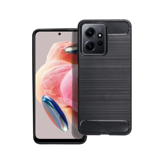 Custodia in silicone Forcell Carbon per Xiaomi Redmi Note 12 4G, antiscivolo e ultrasottile, nera
