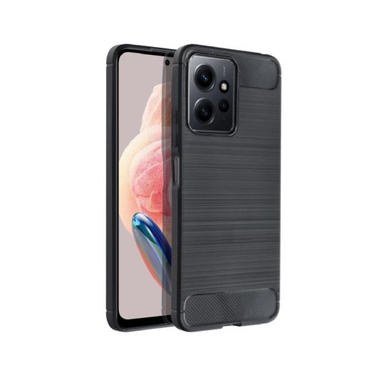 Custodia in silicone Forcell Carbon per Xiaomi Redmi Note 12 4G, antiscivolo e ultrasottile, nera