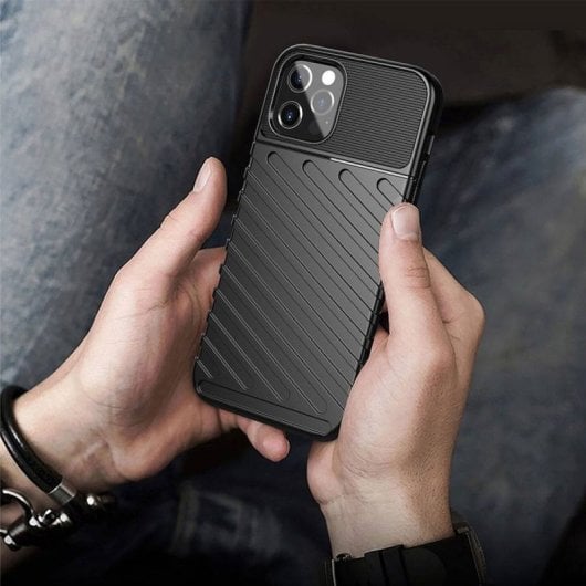 Funda Forcell Thunder para iPhone 13 Pro silicona antideslizante negra