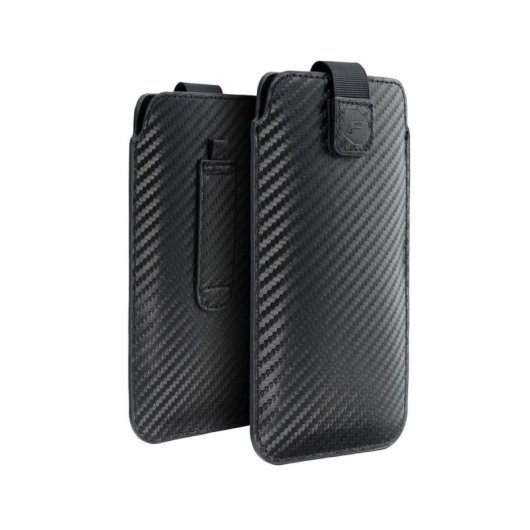 Universelle Forcell Pocket 4″-Hülle in Schwarz, Öko-Leder, Klettverschluss, Carbon-Muster
