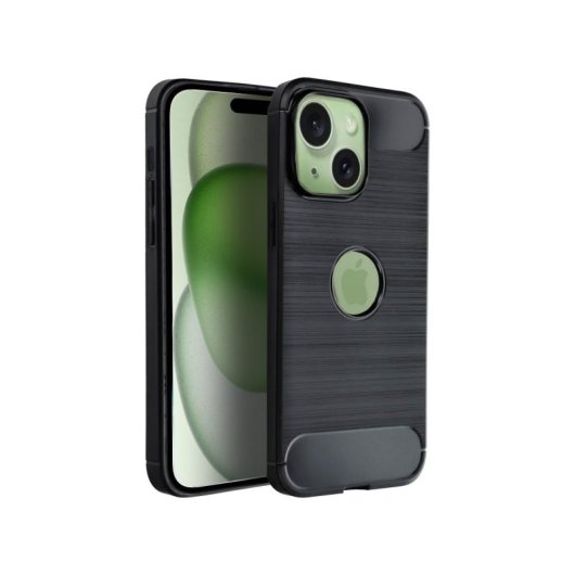 Funda Forcell Carbon iPhone 15 Plus silicona ultrafina antideslizante negra