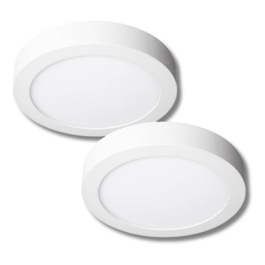 Downlight LED de superfície JANDEI Embalagem de 2 18W 4200K 1440lm Alumínio branco 120° Ø210mm