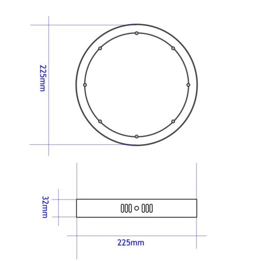 Downlight LED JANDEI 18W 1440lm 4000K CRI>80 Superficie Ø225mm Aluminio Acero