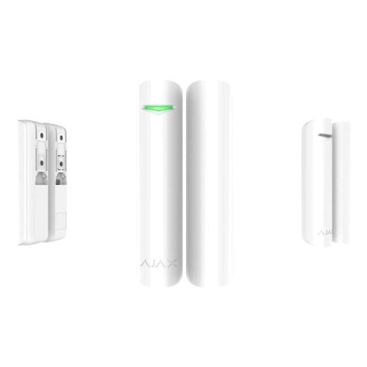 Détecteur sans fil Ajax DoorProtect Plus 1 200 m, capteur d'ouverture, d'inclinaison et de vibrations, blanc