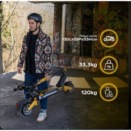 Trottinette électrique UrbanGlide, 25 km/h, autonomie de 100 km, double moteur de 2000 W, freins hydrauliques et clé NFC