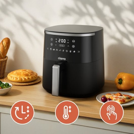 Friteuse à air Ciarra AWBAF1A 5 L 1 500 W avec 8 programmes, écran tactile, noir
