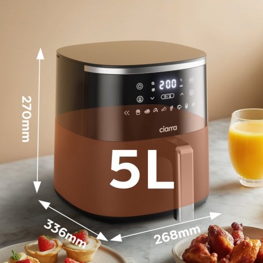 Friteuse à air Ciarra AWBAF1A 5 L 1 500 W avec 8 programmes, écran tactile, noir