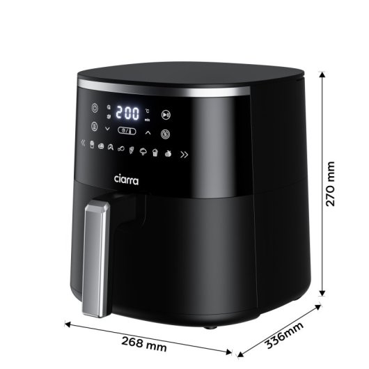 Friteuse à air Ciarra AWBAF1A 5 L 1 500 W avec 8 programmes, écran tactile, noir