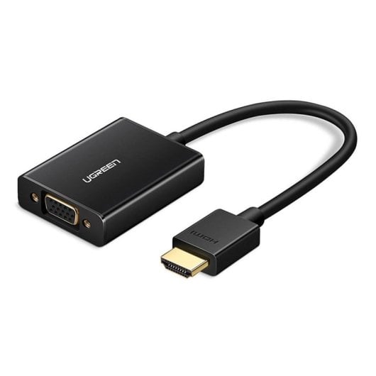 Conversor Ugreen MM102 HDMI a VGA Aluminio Áudio Estéreo 1920x1080 Preto