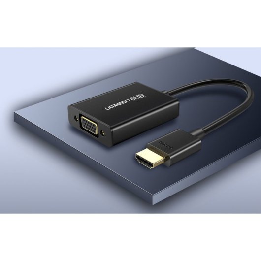 Conversor Ugreen MM102 HDMI a VGA Aluminio Áudio Estéreo 1920x1080 Preto