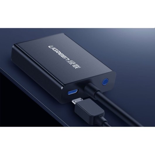 Conversor Ugreen MM102 HDMI a VGA Aluminio Áudio Estéreo 1920x1080 Preto