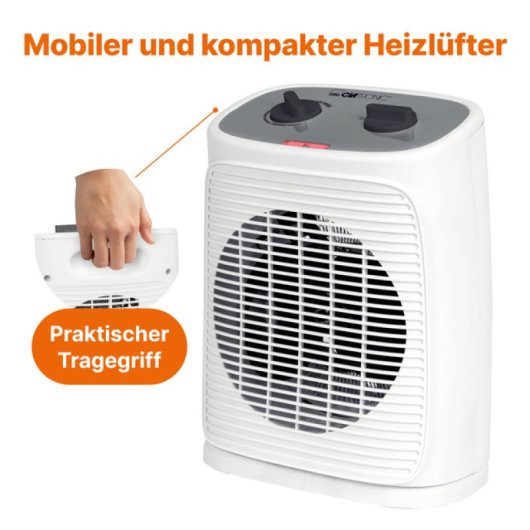 Ventilador de aire caliente Clatronic HL 3800 2000W, 2 niveles, termostato, asa portátil