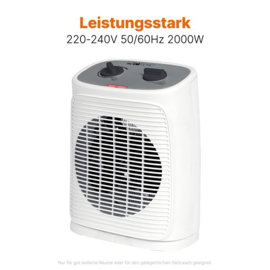 Ventilador de aire caliente Clatronic HL 3800 2000W, 2 niveles, termostato, asa portátil
