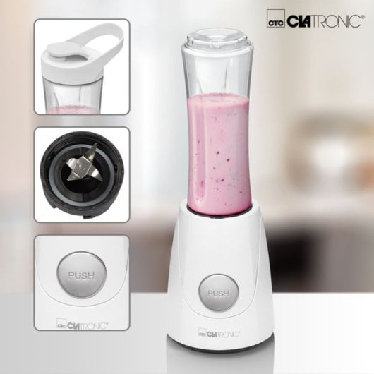 Batidora Clatronic Mix & Go 600ml Acero Inoxidable 250W Pulso Seguridad Recetas Fitness