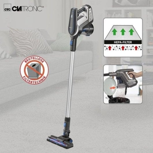 Aspirador sem Fio Clatronic BS 1312 A 18W 20min HEPA Acessórios