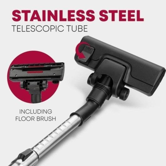 Aspirateur avec Sac Clatronic BS 1300 700W Filtration 5 Étapes Inox Antracite Rouge