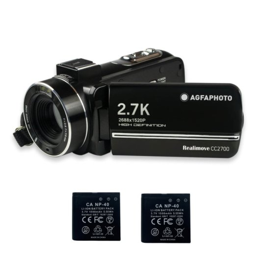 Videocámara AgfaPhoto Realimove CC2700 2,7K 24MP Zoom 18X Táctil LED Negra