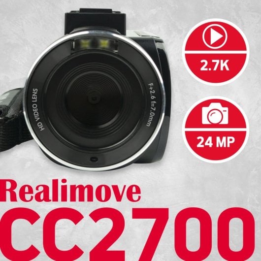 Videocámara AgfaPhoto Realimove CC2700 2,7K 24MP Zoom 18X Táctil LED Negra