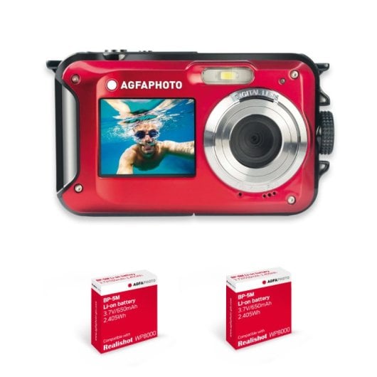 AgfaPhoto Realishot WP8000 24 MP Kompakt-Digitalkamera mit 16-fachem Digitalzoom, CMOS-Sensor, wasserdicht, Blitz und Stabilisator