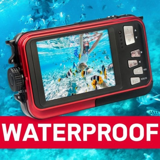 AgfaPhoto Realishot WP8000 24 MP Kompakt-Digitalkamera mit 16-fachem Digitalzoom, CMOS-Sensor, wasserdicht, Blitz und Stabilisator