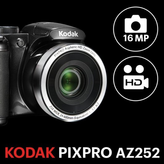 Cámara Digital Compacta Kodak PIXPRO AZ252 16 MP 25x Zoom Óptico Sensor CCD Estabilizador LCD 3? Negro