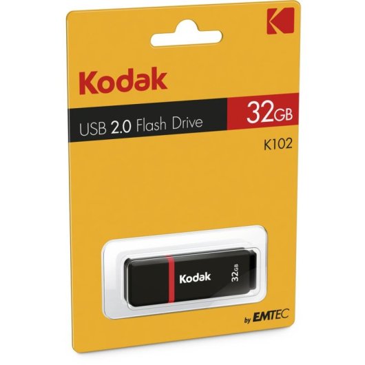 Clé USB Kodak K100 32GB USB 2.0 Noir Rouge Compacte avec Capuchon