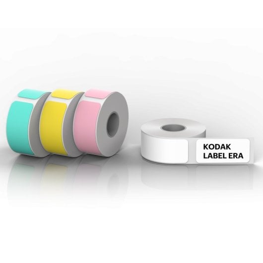 Rotolo di carta adesiva Kodak Label Era M50, confezione da 12 (9 bianchi, 1 rosa, 1 verde, 1 giallo)