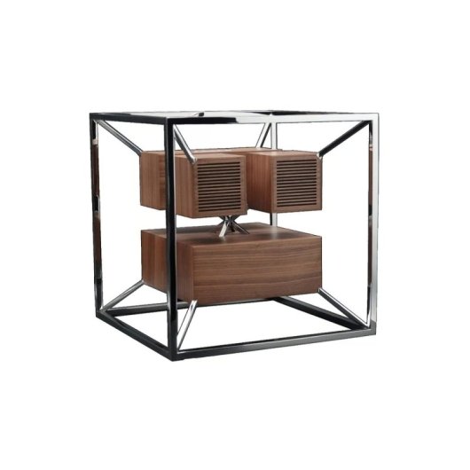 Premium Technology HiFi Cube Kabellose Lautsprecher 200W DSP Holz und Metall